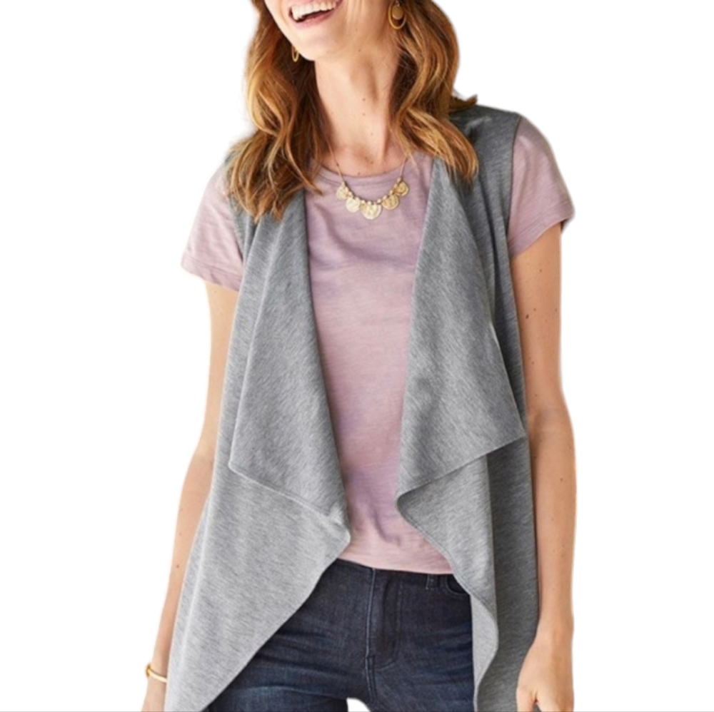 Matilda Jane Count It Out Open Draped Waterfall Vest Cardigan size L